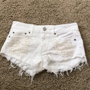 White jean shorts from American Eagle.